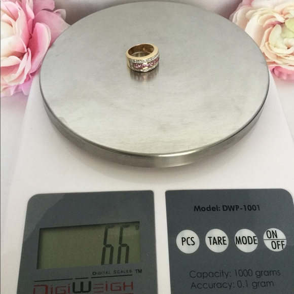 14k PINK SAPPHIRE/DIAMOND RING. - Picture 2 of 7